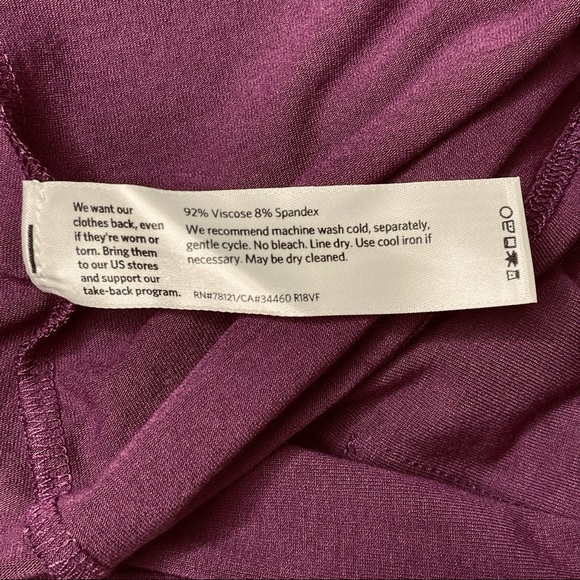 Eileen Fisher Curan Purple Bateau Neckline Twist Back Jersey Dress Size Medium - Picture 9 of 12